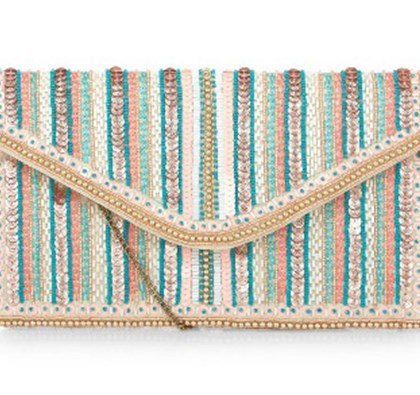 Pink Sequin Stripe Clutch